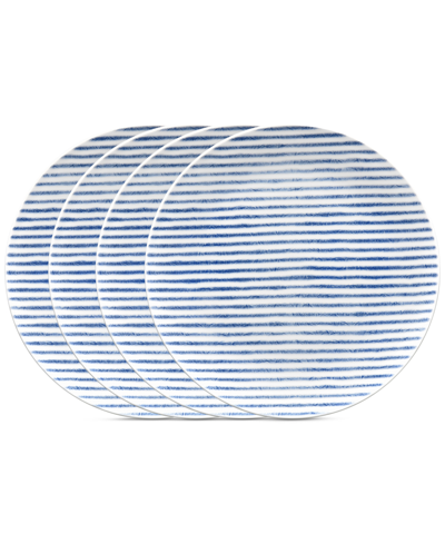 Noritake Hammock Stripes Coupe Salad Plates, Set Of 4 In Blue