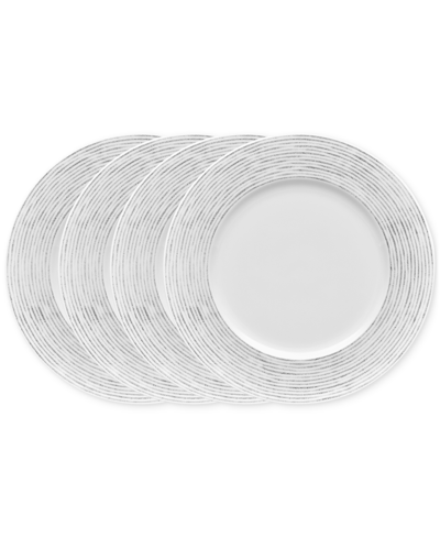 Noritake Hammock "stripes" Rim Dinner Plates, Set Of 4 In Grey