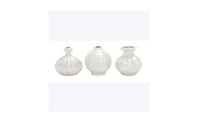 Rosemary Lane Ceramic Modern 3 Piece Vase Set In Cream