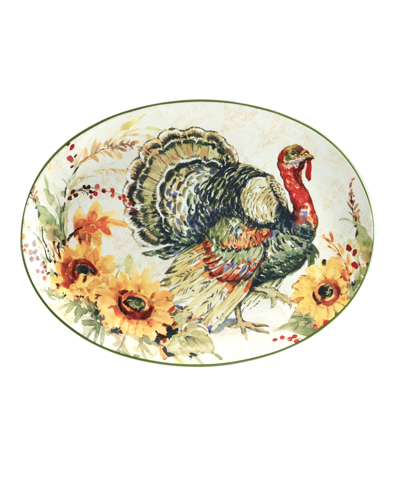Certified International Harvest Morning Oval Turkey Platter In Multi