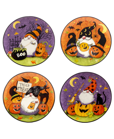 Certified International Halloween Gnomes Set Of 4 Dessert Plate In Multi