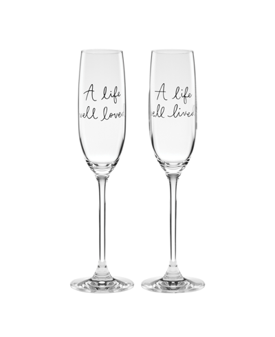 Kate Spade Charmed Life Toasting Flutes, 2 Piece In White