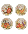 Certified International Harvest Morning Set Of 4 Dessert Plates In Orange