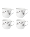 Kate Spade Garden Doodle 4-piece Mug Set In White