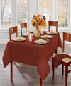 Elrene Elegant Woven Leaves Jacquard Damask Tablecloth, 60" X 84" Rectangle In Spice Red
