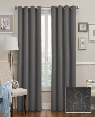 Eclipse Geometric Blackout Thermaweave Panel, 52" X 95" In Grey