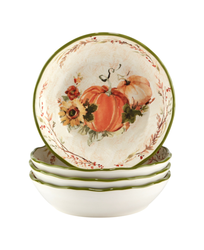 Certified International Harvest Morning Soup Bowls Set, 4 Pieces In Orange