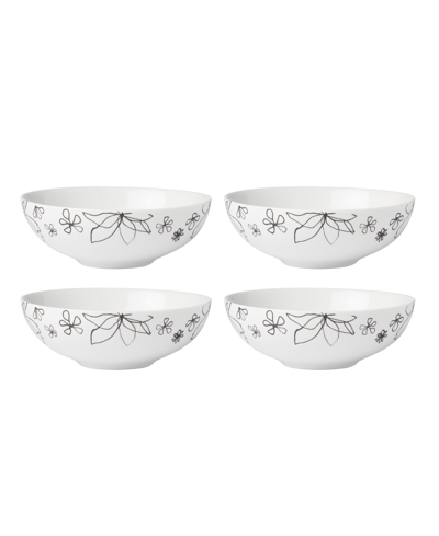 Kate Spade New York Garden Doodle 4 Piece Soup And Cereal Bowl Set In White