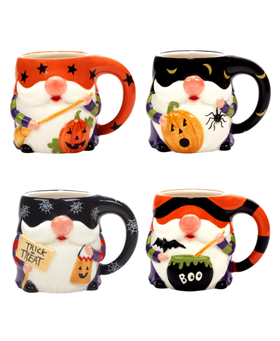 Certified International Halloween Gnomes Set Of 4 3-d Mug In Orange