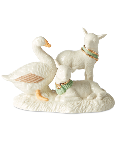 Lenox First Blessing Lambs & Goose Figurine In Ivory