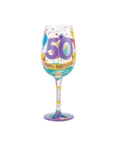 Enesco Lolita Happy 50th Birthday Wine Glass, 15 oz In Multi