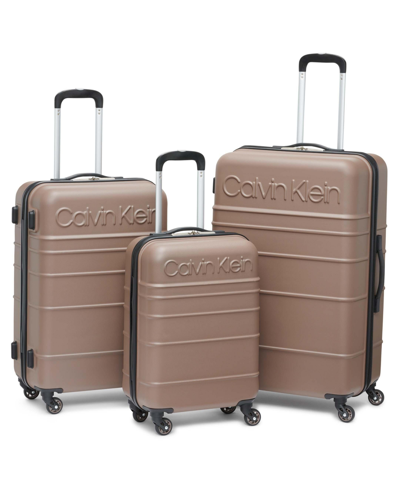 Calvin Klein Fillmore Hard Side Luggage Set, 3 Piece In Deep Taupe