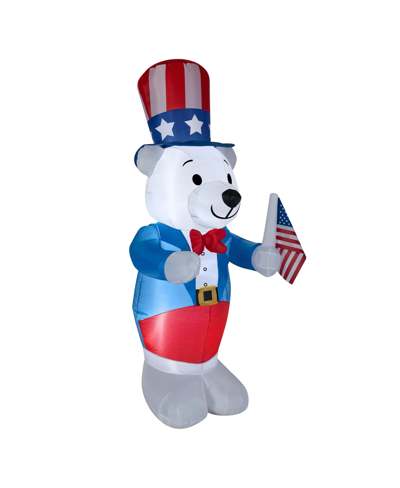 National Tree Company Inflatable Fourth Of July White Bear In Blue