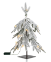 GLITZHOME 2' PRE-LIT DOWNWARD WRAPPED FLOCKED PINE ARTIFICIAL CHRISTMAS GREENERY TABLE TREE WITH 20 WARM WHITE