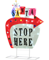 National Tree Company Pre-lit Vintage-like Vegas Santa Sign With 78 Led Lights, 50" In Red