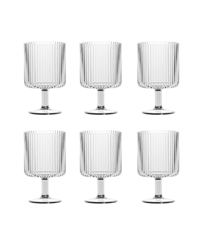 Tarhong Mesa Stacking Goblet 6-piece Premium Acrylic Goblet Glass Set, 15 oz In Clear