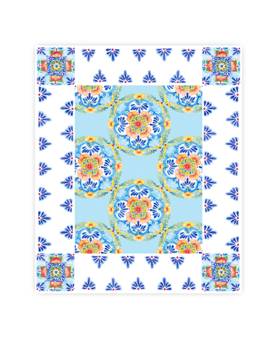 Laural Home Talavera Tablecloth, 70" X 84" In Baby Blue