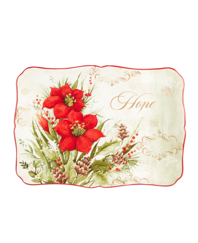 Certified International Winter's Medley Rectangular Platter In Red And White