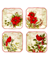 Certified International Winter's Medley 4 Piece Canape Plate Set In Red And White