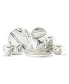 American Atelier Faux Marble Coupe Dinnerware Set, 16 Piece In White