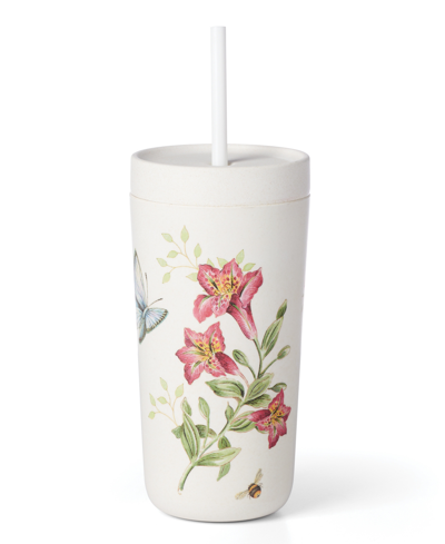 Lenox Butterfly Meadow Tumbler With Straw In Multi And White