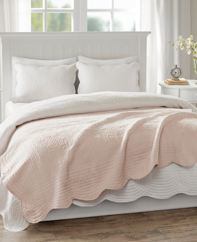 Madison Park Tuscany Scalloped-edge Throw, 60" X 72" In Blush