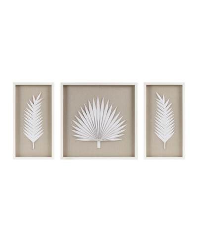 Madison Park Sabal Palm Rice Paper Framed Shadow Box Set, 3 Piece In Off White