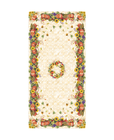 Laural Home Cornucopia Harvest Tablecloth, 70" X 144" In Taupe