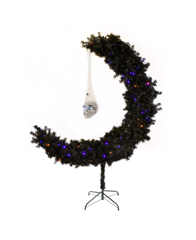 National Tree Company 6' Pre-lit Halloween Moon Shape Tree In Black