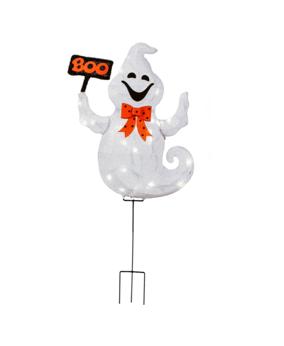 National Tree Company 31" Pre-lit Ghost With "boo" Banner Garden Stake In White