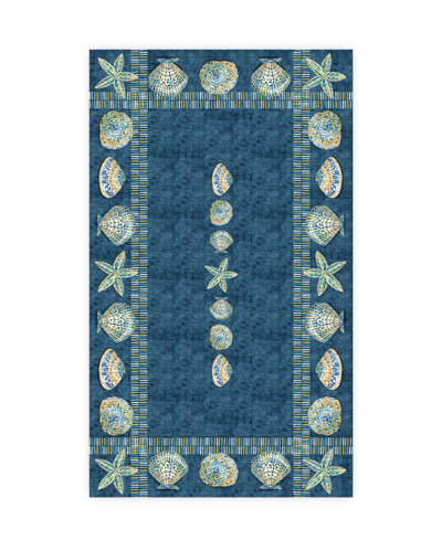 Laural Home Embellished Shells Tablecloth, 70" X 120" In Blue