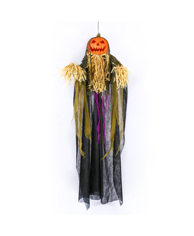 National Tree Company 72" Hanging Halloween Sound Activated Scarecrow In Black
