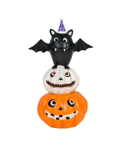 National Tree Company 22" Pre-lit Bat Standing On Pumpkins In Orange