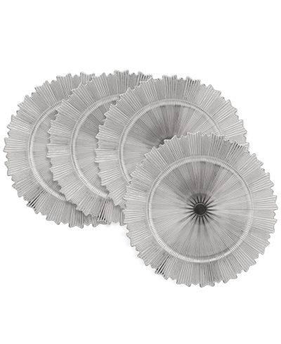 American Atelier Star Set Of 4 Electroplated Charger Plates, Service For 4 In Silver-tone