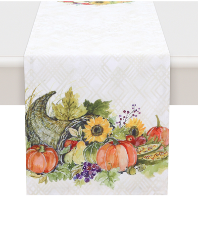 Laural Home Cornucopia Harvest Table Runner, 13" X 72" In Taupe