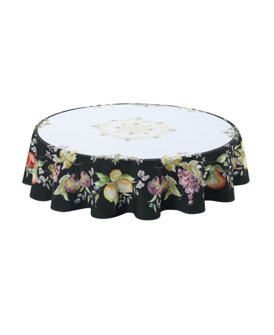 Laural Home Tuscan Fruit Sketch 70" Round Tablecloth In Black