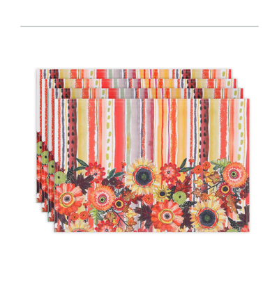 Laural Home Harvest Snippets Set Of 4 Placemats, 13" X 19" In Multi
