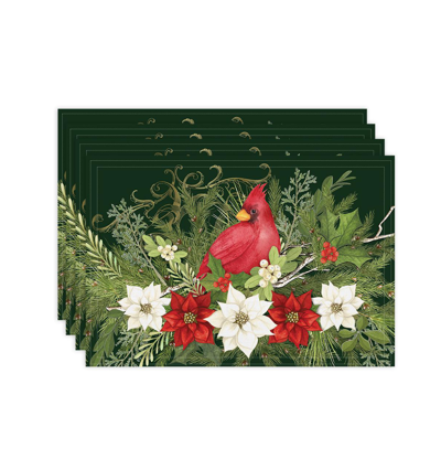 Laural Home Christmas Elegance Set Of 4 Placemats, 13" X 19" In Evergreen