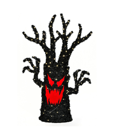 National Tree Company 48in Pre-lit Frightening Face Halloween Tree In Black
