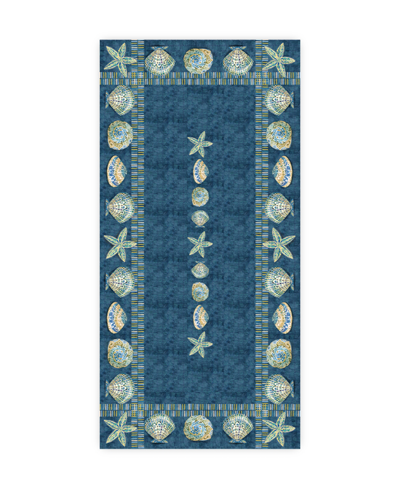 Laural Home Embellished Shells Tablecloth, 70" X 144" In Blue