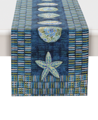 Laural Home Embellished Shells Runner, 13" X 90" In Blue