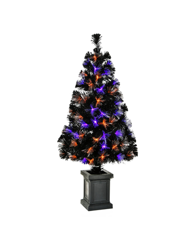 National Tree Company 48" Halloween Fiber Optic Entrance Tree In Black