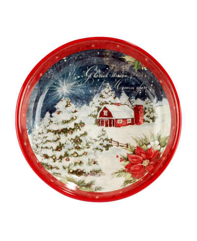 Certified International Silent Night Serving Bowl In Red And White