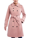 LONDON FOG WOMEN'S PETITE HOODED DOUBLE-BREASTED TRENCH COAT