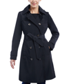 LONDON FOG WOMEN'S PETITE HOODED DOUBLE-BREASTED TRENCH COAT