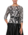 Alex Evenings Petites Womens Sequined Sheer Blouse In Blk Multi
