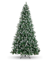 PERFECT HOLIDAY FROSTED OREGON FIR WITH SNOW DUSTED PINE CONES, 9"