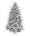 PERFECT HOLIDAY PRE-LIT LARGE BULB SNOW FLOCKED GRAND NOBLE FIR INSTANT CONNECT, 6.5"