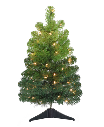Perfect Holiday Pre-lit Tabletop Ombre Green Christmas Tree, 2"