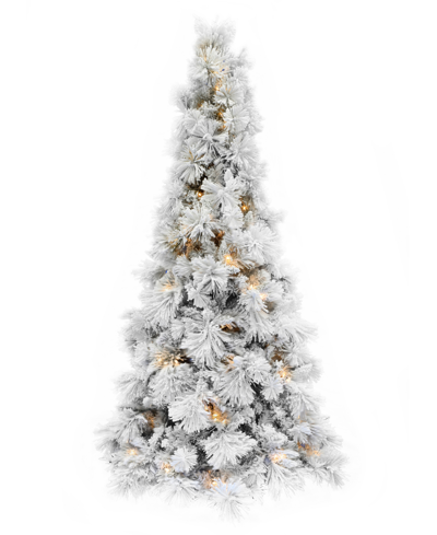 Perfect Holiday Pre-lit Slim Snow Flocked Atka Christmas Tree Instant Connect, 6.5" In Green